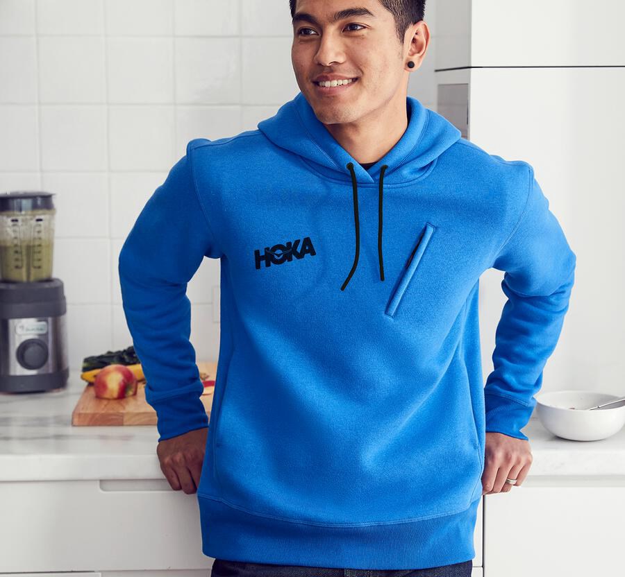 Hoka One One Kapşonlu Sweatshirt Erkek Mavi - Performance - GW6328794